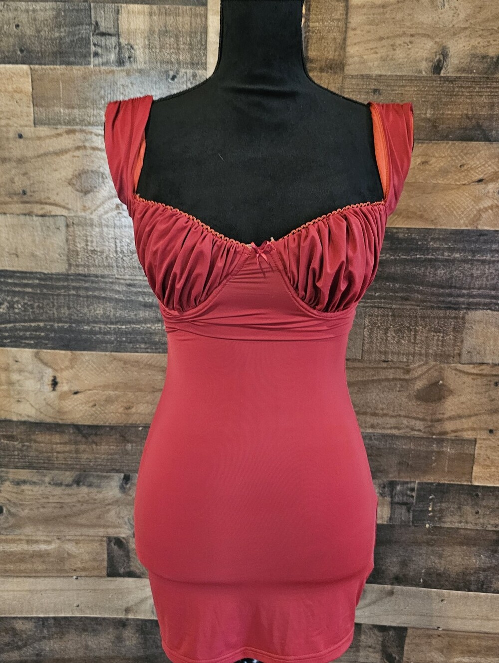 Princess Polly Bodycon Dress Red Size 2 Milk Maid Style Detailing Date Night